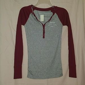Long sleeve tee Maroon & Gray